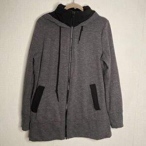 Athleta Jacket Womens Medium Grey Victory Long‎ Hoodie Sweatshirt Primaloft Zip